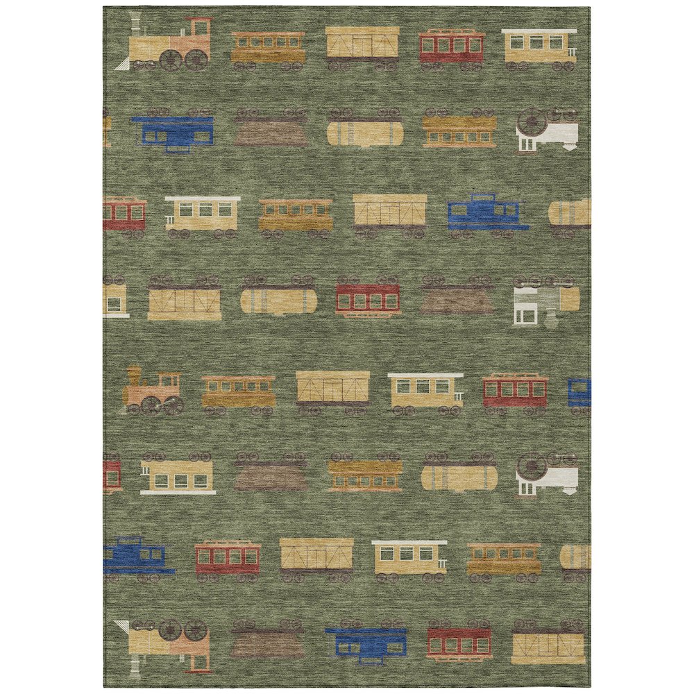 Machine Washable Indoor/Outdoor Chantille ACN2621 Green 5' x 7'6" Rug. Picture 1