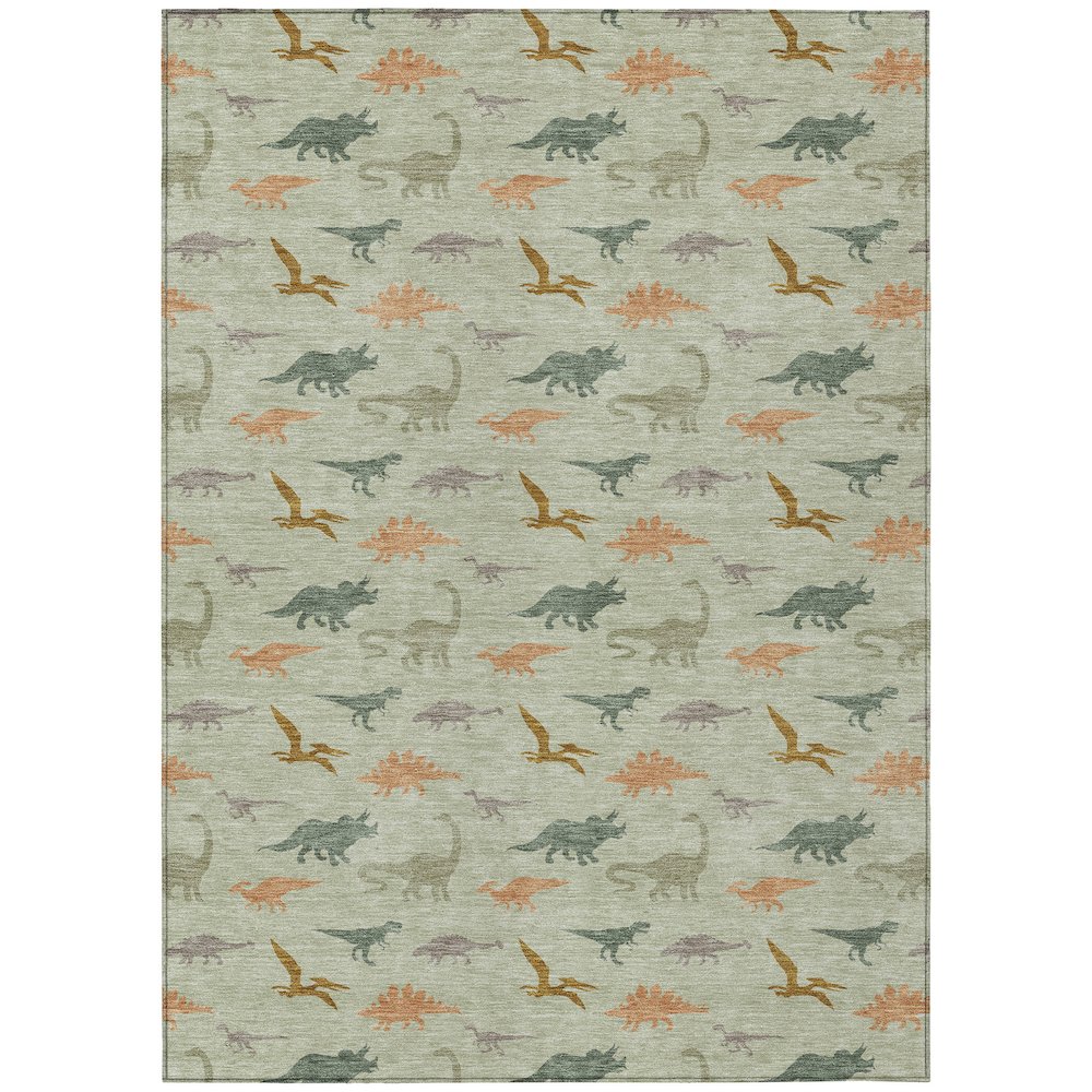 Machine Washable Indoor/Outdoor Chantille ACN2622 Green 5' x 7'6" Rug. Picture 1