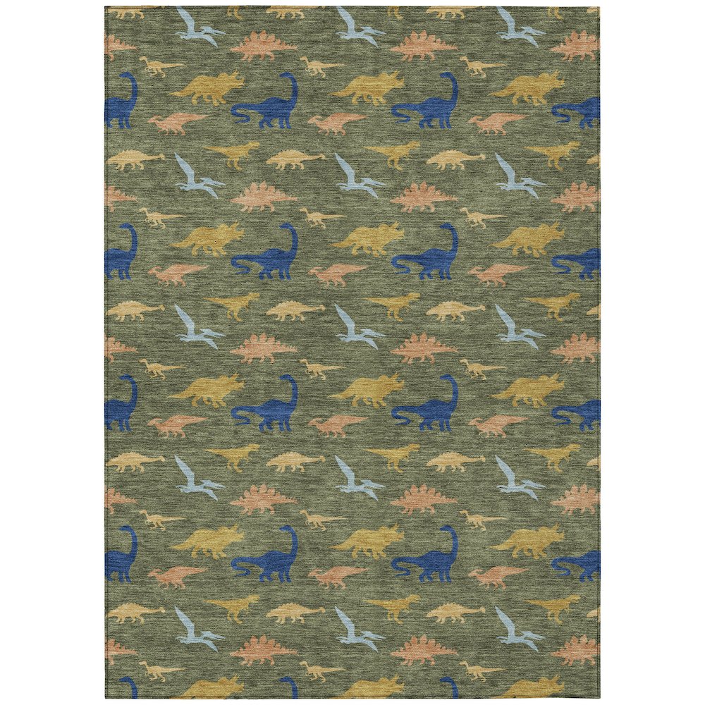 Machine Washable Indoor/Outdoor Chantille ACN2622 Green 5' x 7'6" Rug. Picture 1