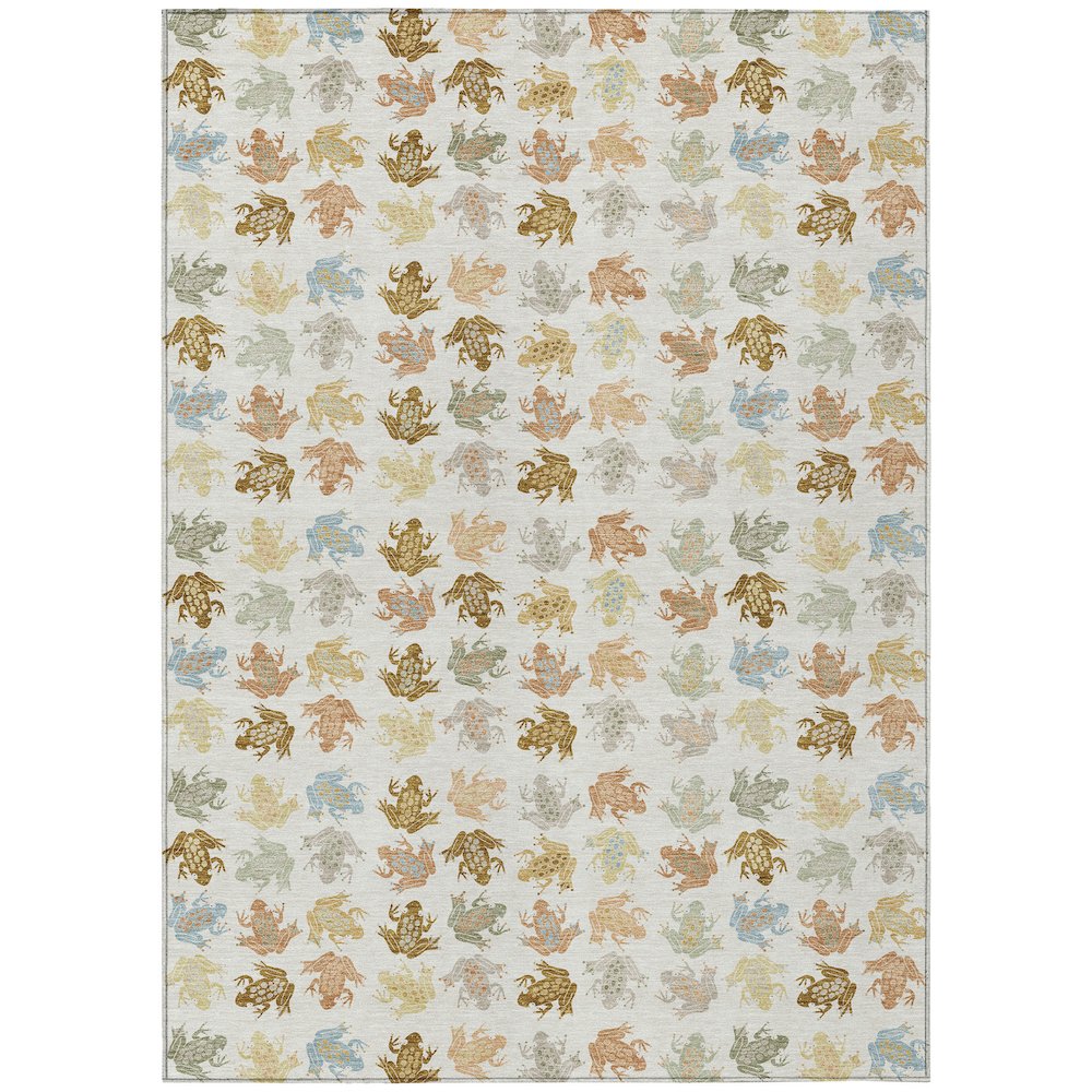 Machine Washable Indoor/Outdoor Chantille ACN2623 Ivory 5' x 7'6" Rug. Picture 1