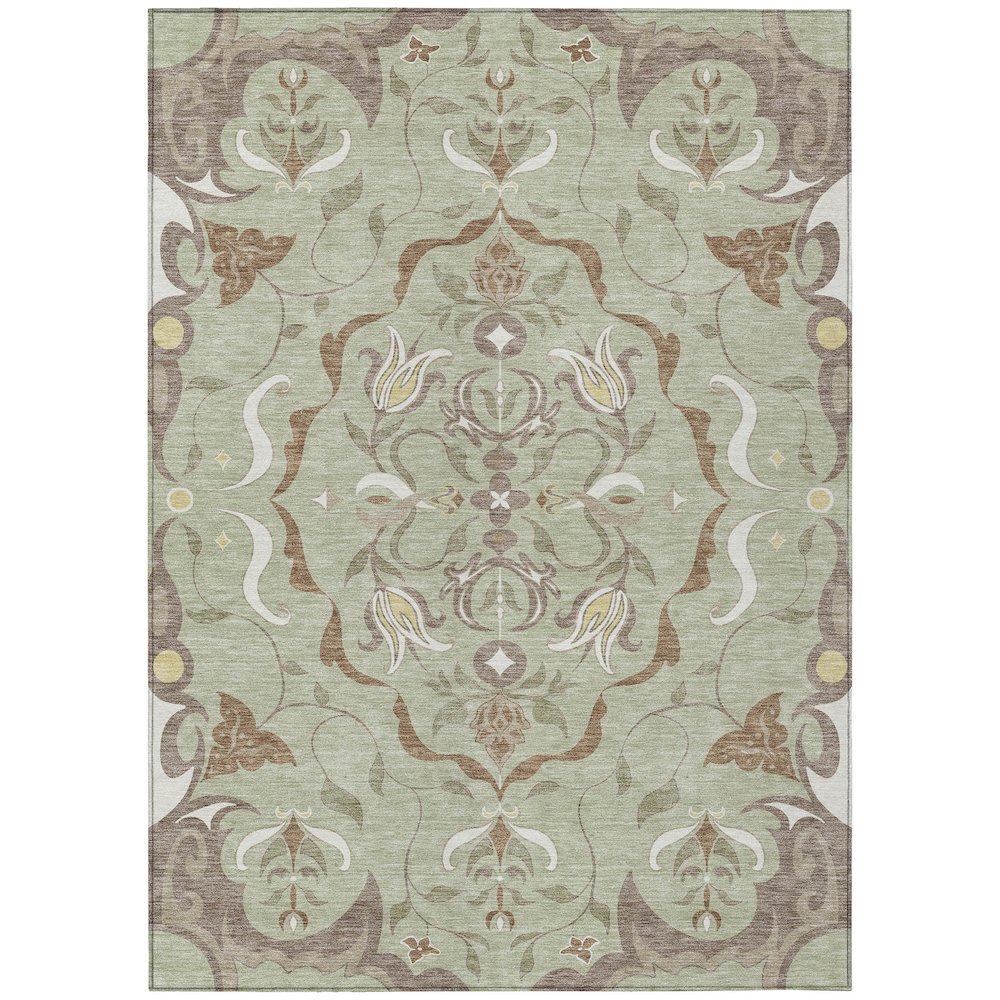 Machine Washable Indoor/Outdoor Chantille ACN2625 Green 5' x 7'6" Rug. Picture 1