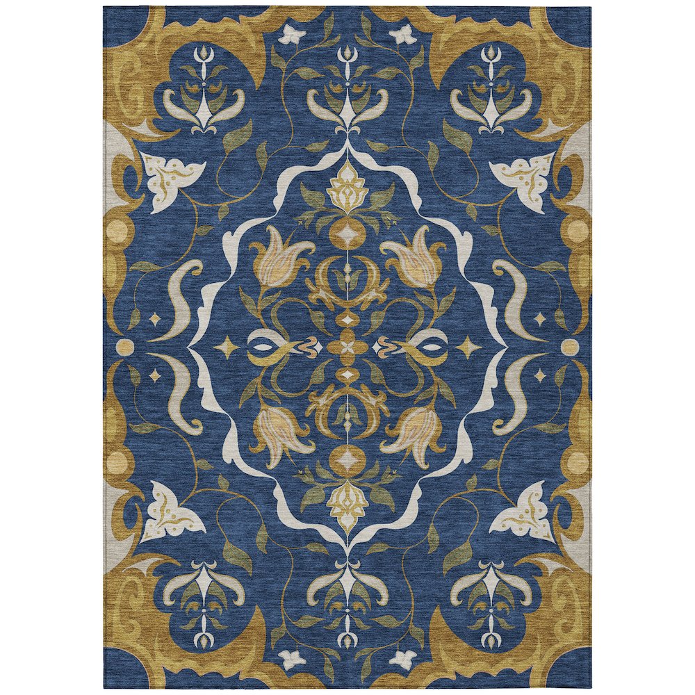Machine Washable Indoor/Outdoor Chantille ACN2625 Blue 5' x 7'6" Rug. Picture 1