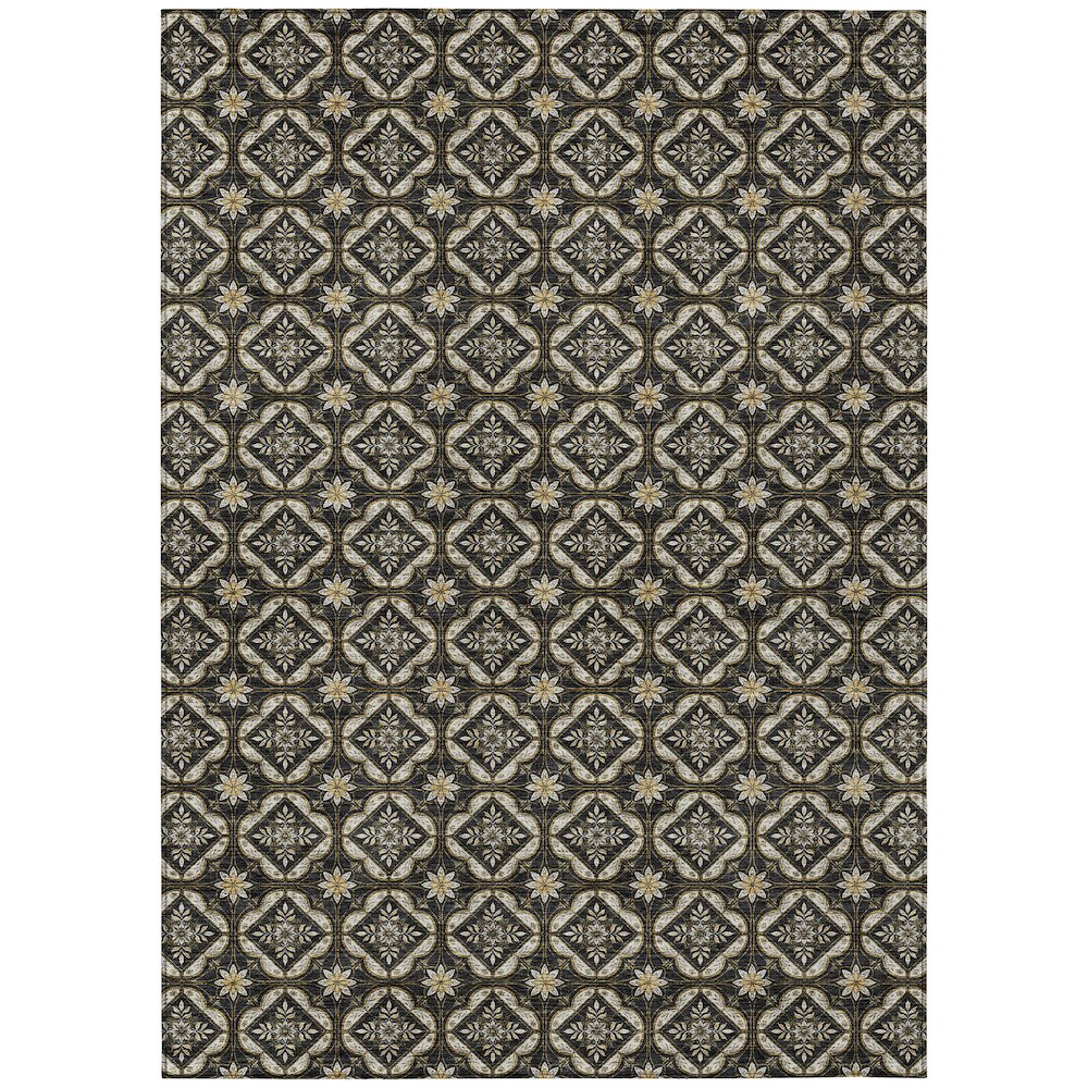 Machine Washable Indoor/Outdoor Chantille ACN2631 Black 5' x 7'6" Rug. Picture 1