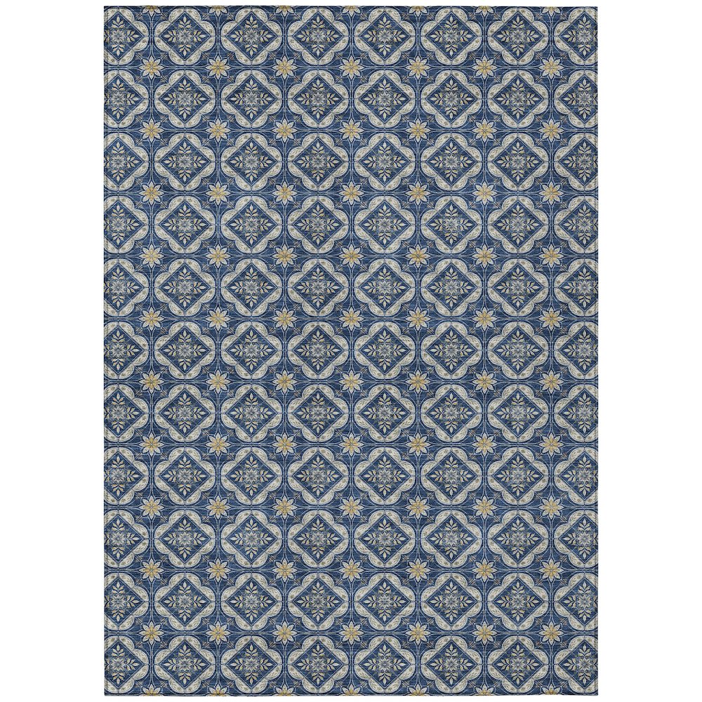 Machine Washable Indoor/Outdoor Chantille ACN2631 Blue 5' x 7'6" Rug. Picture 1
