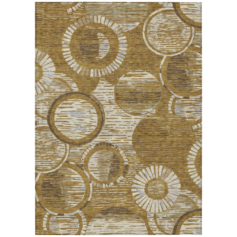 Machine Washable Indoor/Outdoor Chantille ACN2633 Gold 5' x 7'6" Rug. Picture 1