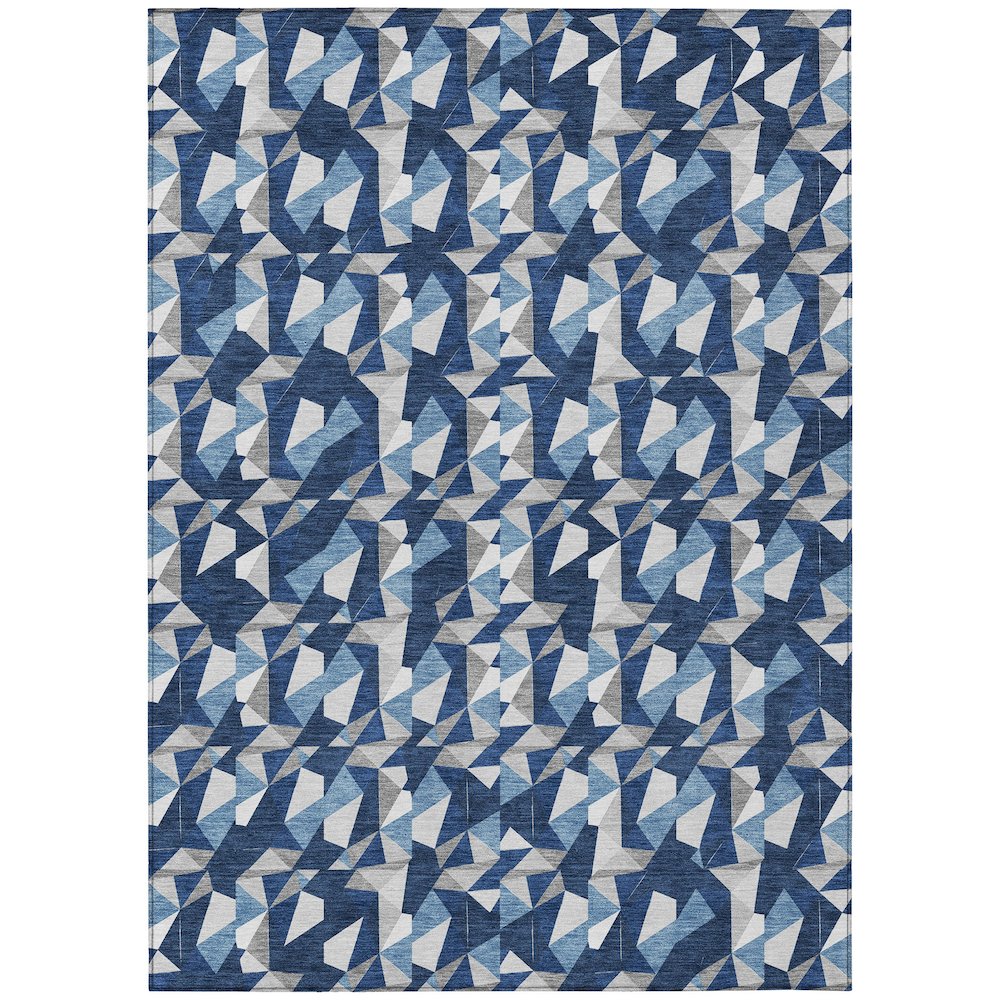 Machine Washable Indoor/Outdoor Chantille ACN2636 Blue 5' x 7'6" Rug. Picture 1
