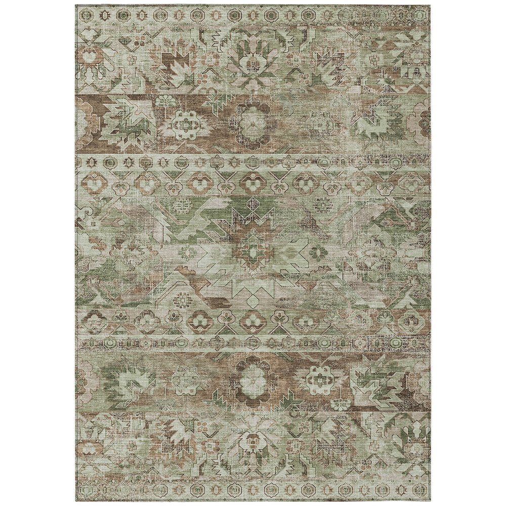Machine Washable Indoor/Outdoor Chantille ACN2638 Green 5' x 7'6" Rug. Picture 1