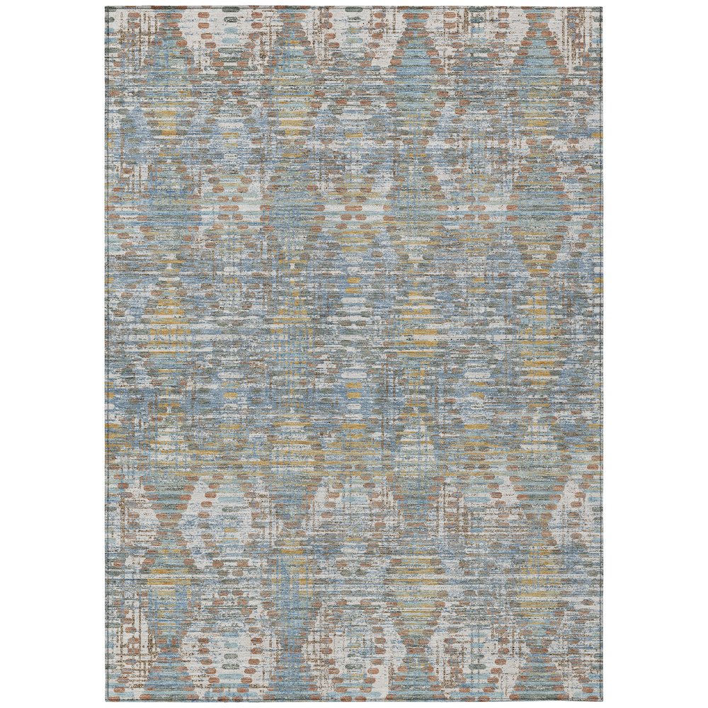 Machine Washable Indoor/Outdoor Chantille ACN2640 Blue 5' x 7'6" Rug. Picture 1
