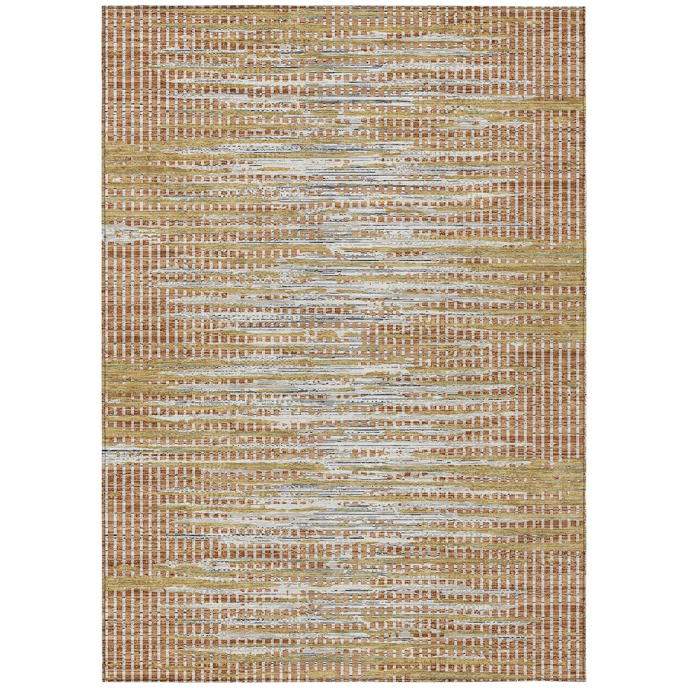 Machine Washable Indoor/Outdoor Chantille ACN2642 Orange 5' x 7'6" Rug. Picture 1
