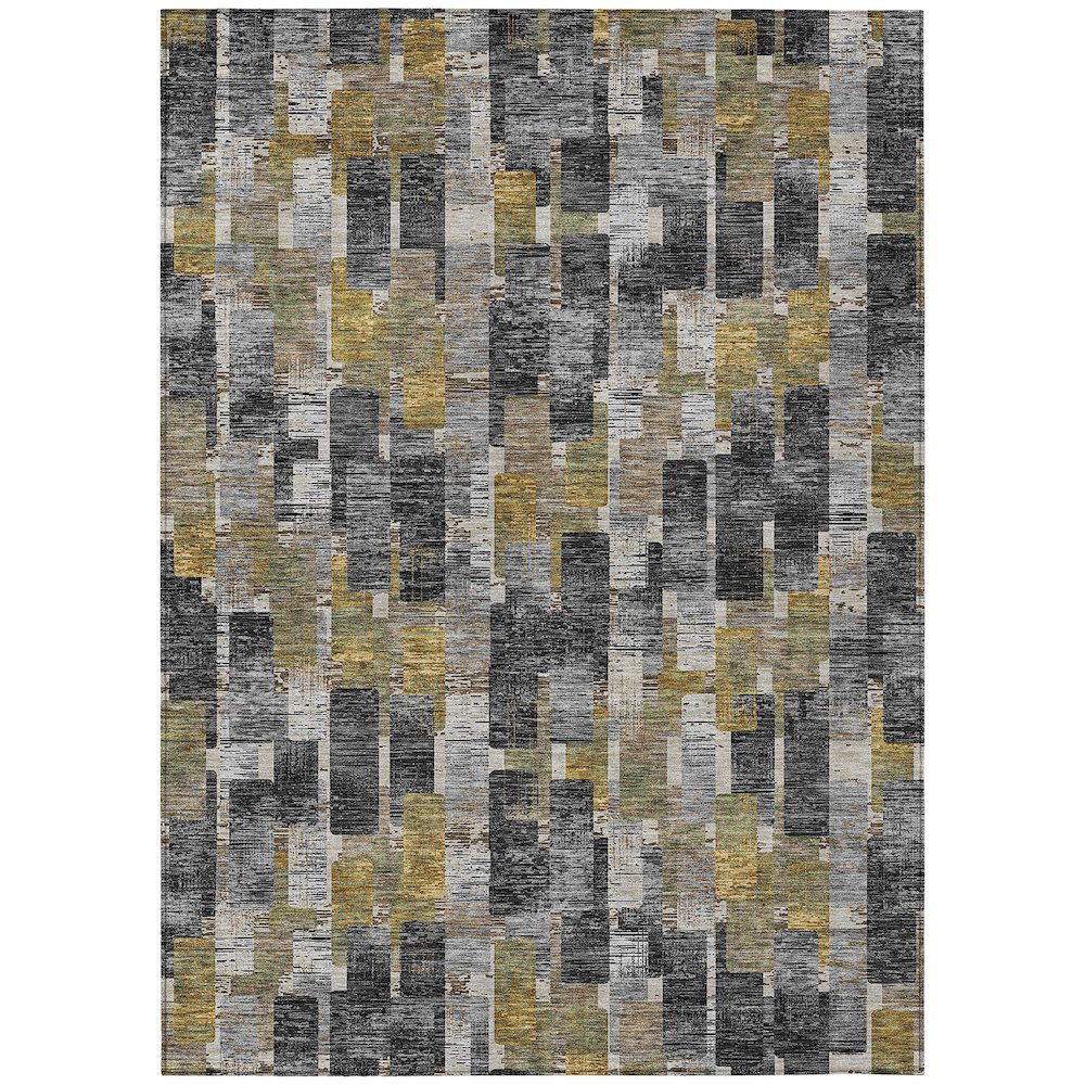 Machine Washable Indoor/Outdoor Chantille ACN2644 Black 5' x 7'6" Rug. Picture 1