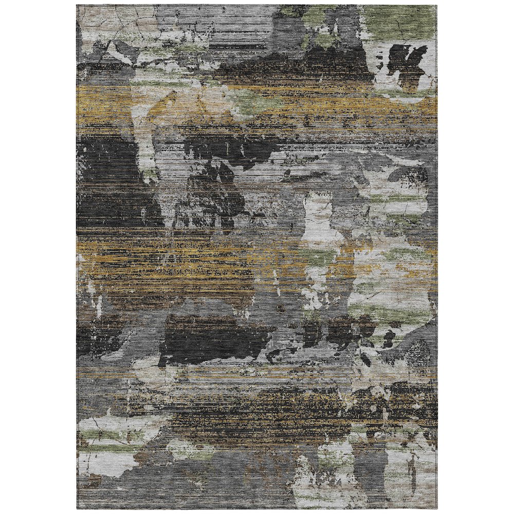 Machine Washable Indoor/Outdoor Chantille ACN2646 Black 5' x 7'6" Rug. Picture 1
