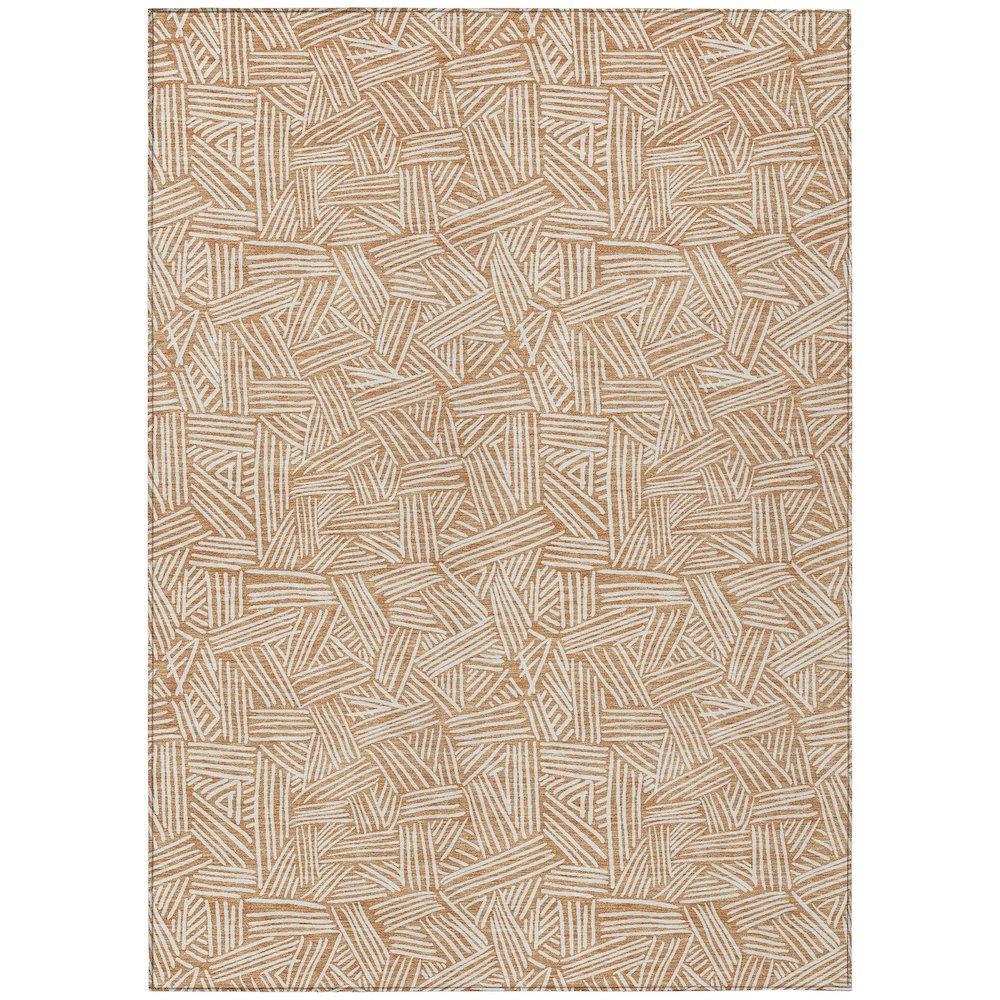 Machine Washable Indoor/Outdoor Chantille ACN2648 Orange 5' x 7'6" Rug. Picture 1