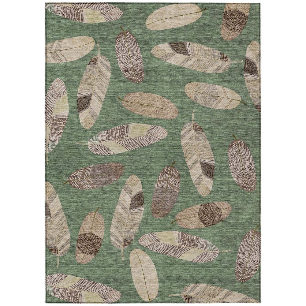 Machine Washable Indoor/Outdoor Chantille ACN2649 Green 5' x 7'6" Rug. Picture 1