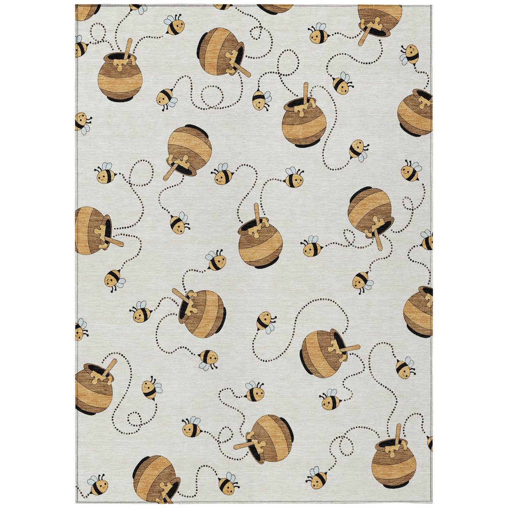 Machine Washable Indoor/Outdoor Chantille ACN2650 Ivory 5' x 7'6" Rug. Picture 1