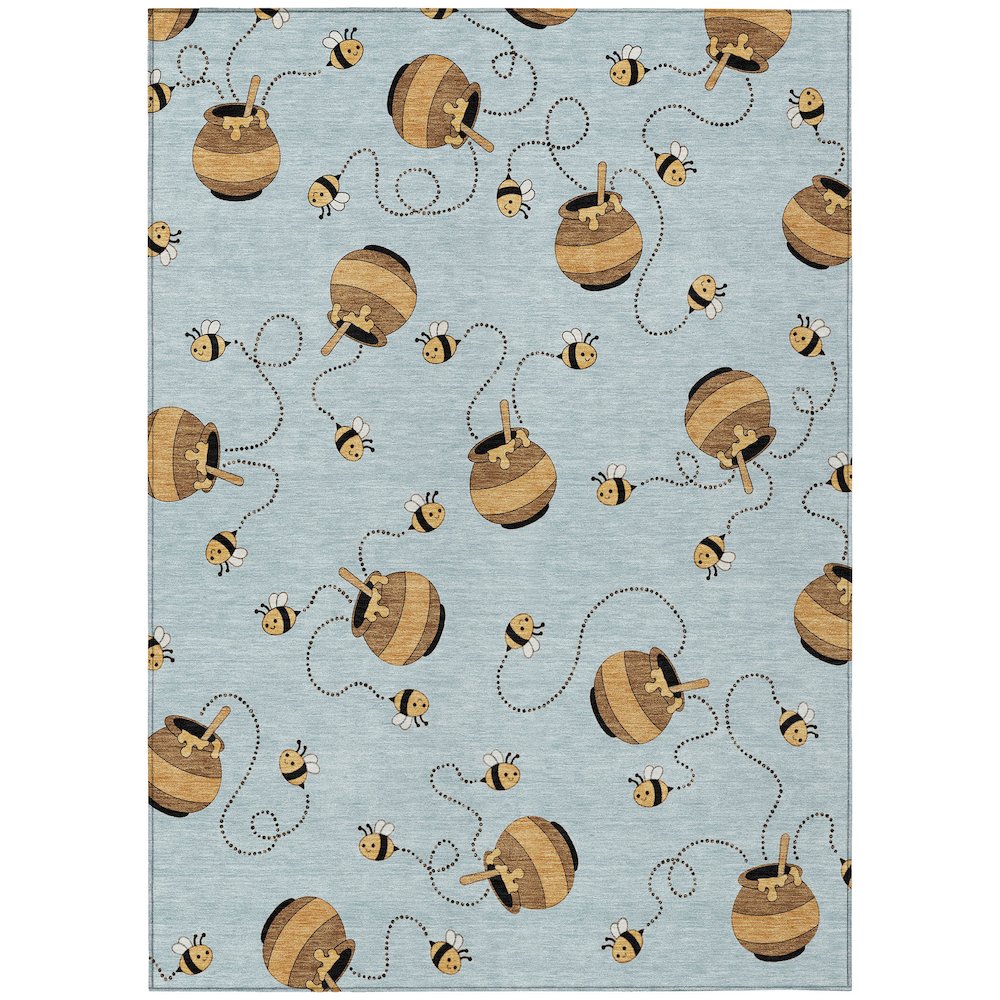 Machine Washable Indoor/Outdoor Chantille ACN2650 Blue 5' x 7'6" Rug. Picture 1