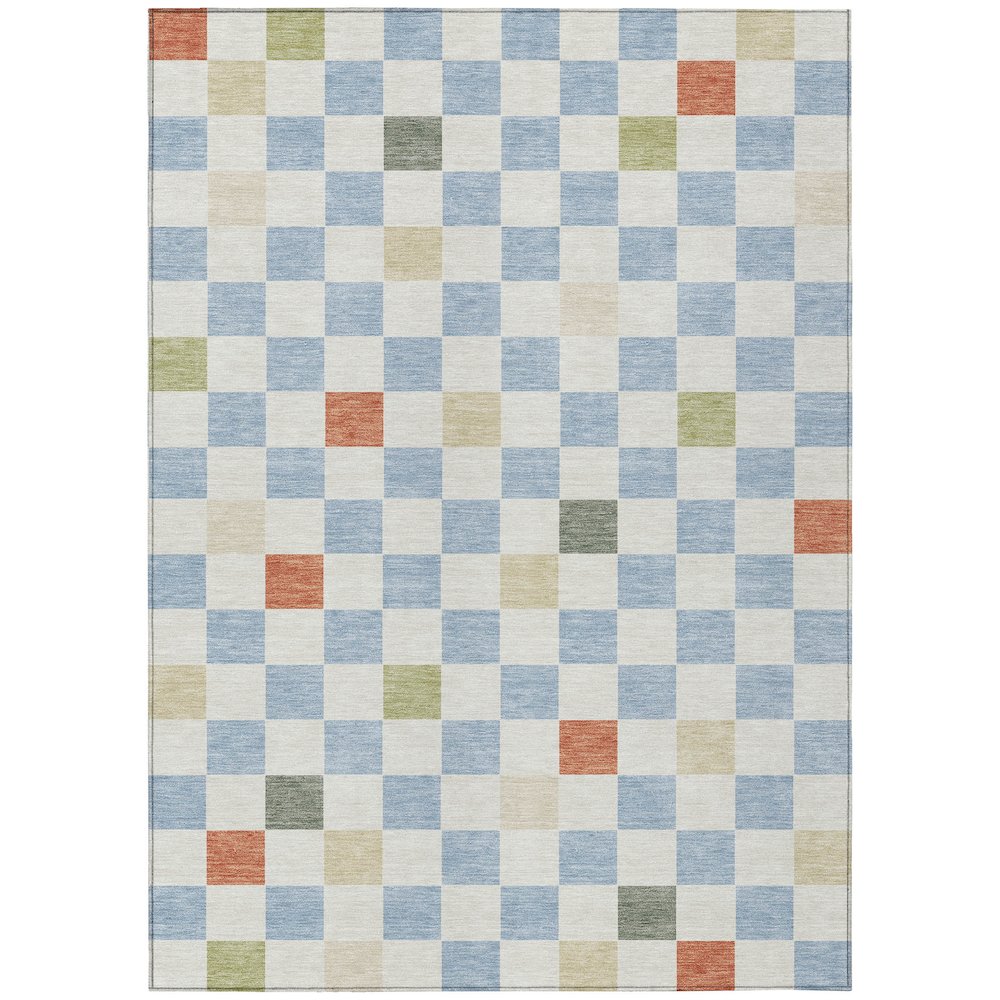 Machine Washable Indoor/Outdoor Chantille ACN2656 Blue 5' x 7'6" Rug. Picture 1