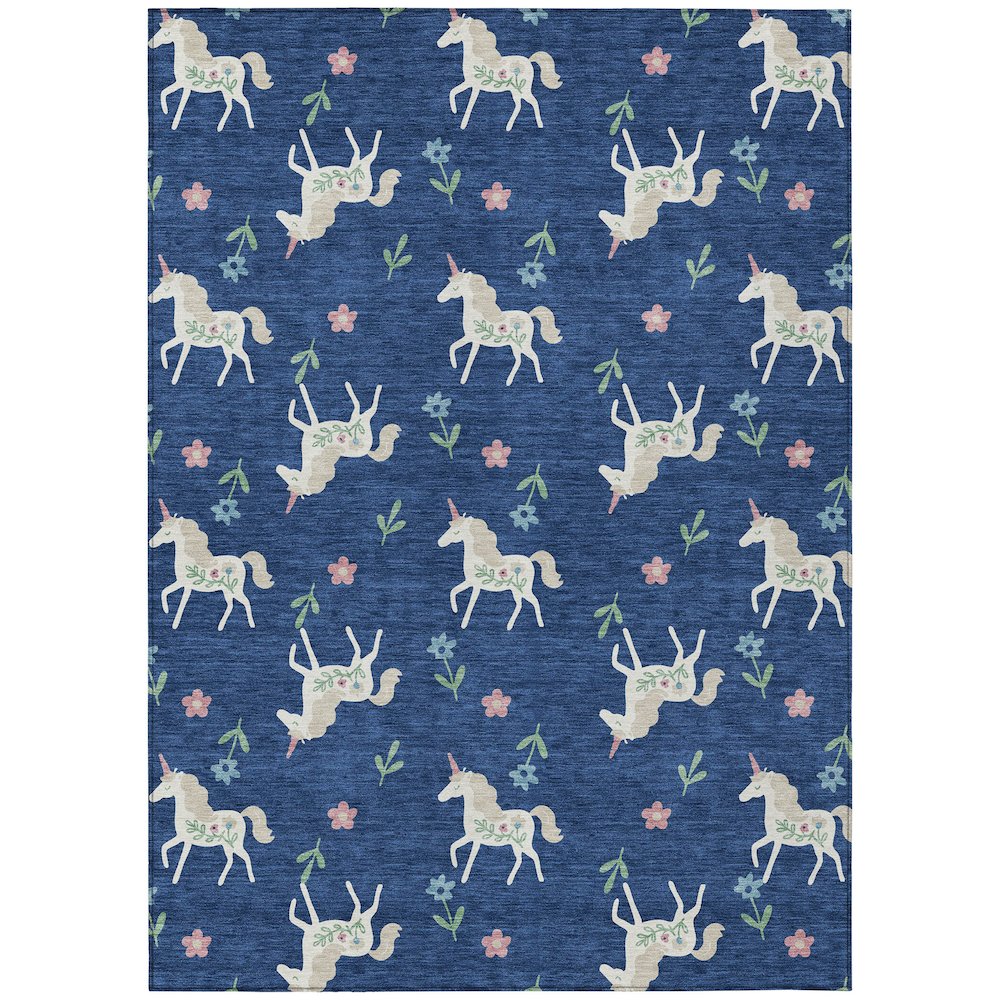 Machine Washable Indoor/Outdoor Chantille ACN2657 Blue 5' x 7'6" Rug. Picture 1