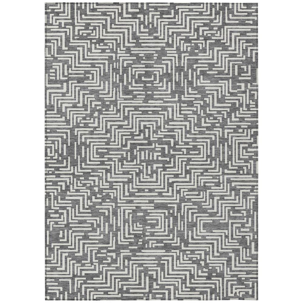 Machine Washable Indoor/Outdoor Chantille ACN2664 Gray 5' x 7'6" Rug. Picture 1