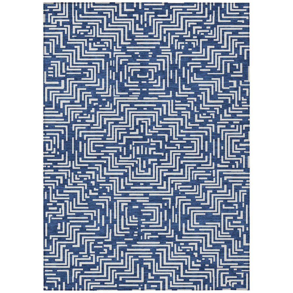 Machine Washable Indoor/Outdoor Chantille ACN2664 Blue 5' x 7'6" Rug. Picture 1