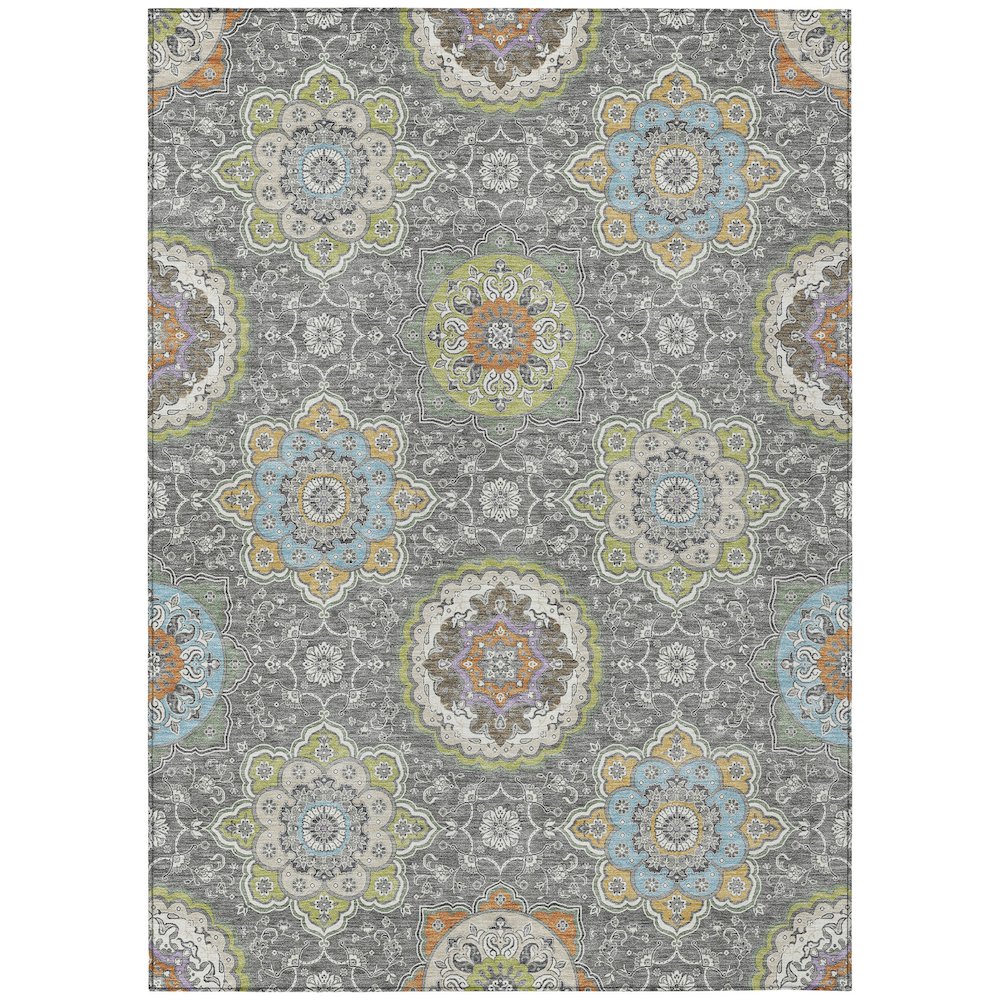 Machine Washable Indoor/Outdoor Chantille ACN2667 Gray 5' x 7'6" Rug. Picture 1