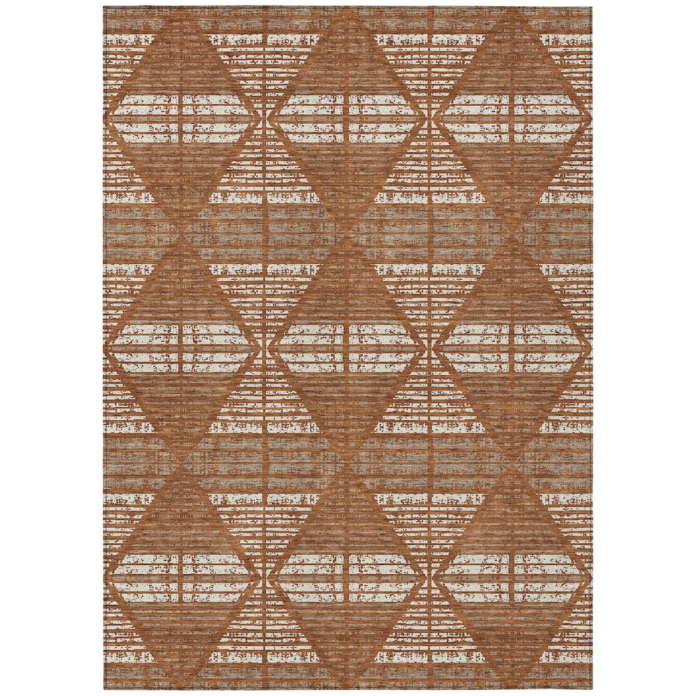 Machine Washable Indoor/Outdoor Chantille ACN2672 Orange 5' x 7'6" Rug. Picture 1
