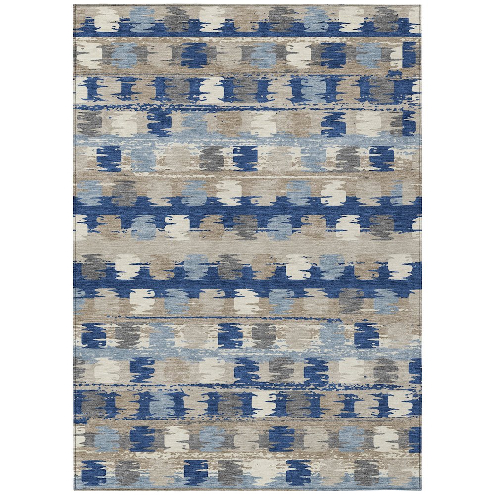 Machine Washable Indoor/Outdoor Chantille ACN2673 Blue 5' x 7'6" Rug. Picture 1
