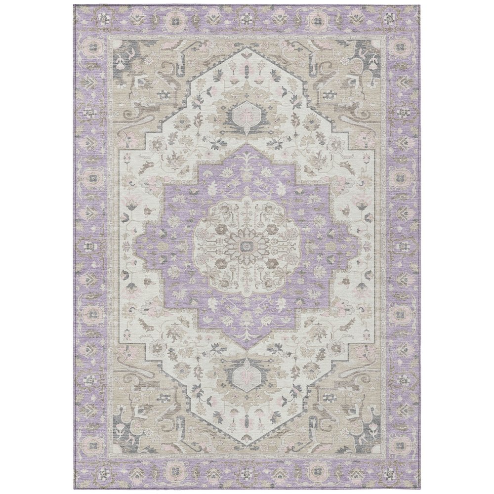 Machine Washable Indoor/Outdoor Chantille ACN2674 Purple 5' x 7'6" Rug. Picture 1