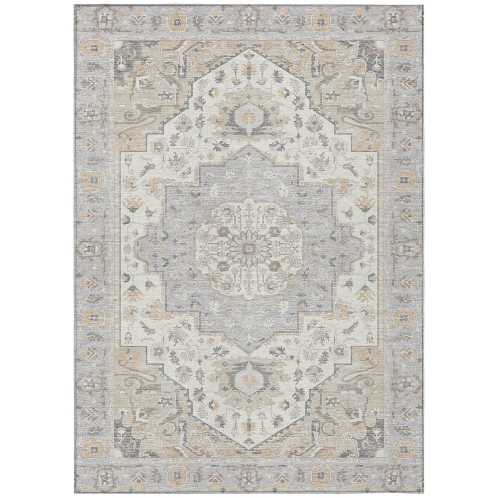 Machine Washable Indoor/Outdoor Chantille ACN2674 Gray 5' x 7'6" Rug. Picture 1