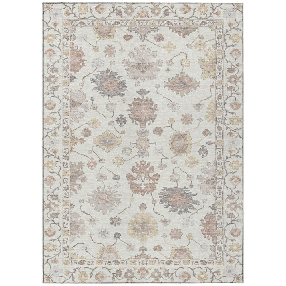 Machine Washable Indoor/Outdoor Chantille ACN2675 Ivory 5' x 7'6" Rug. Picture 1