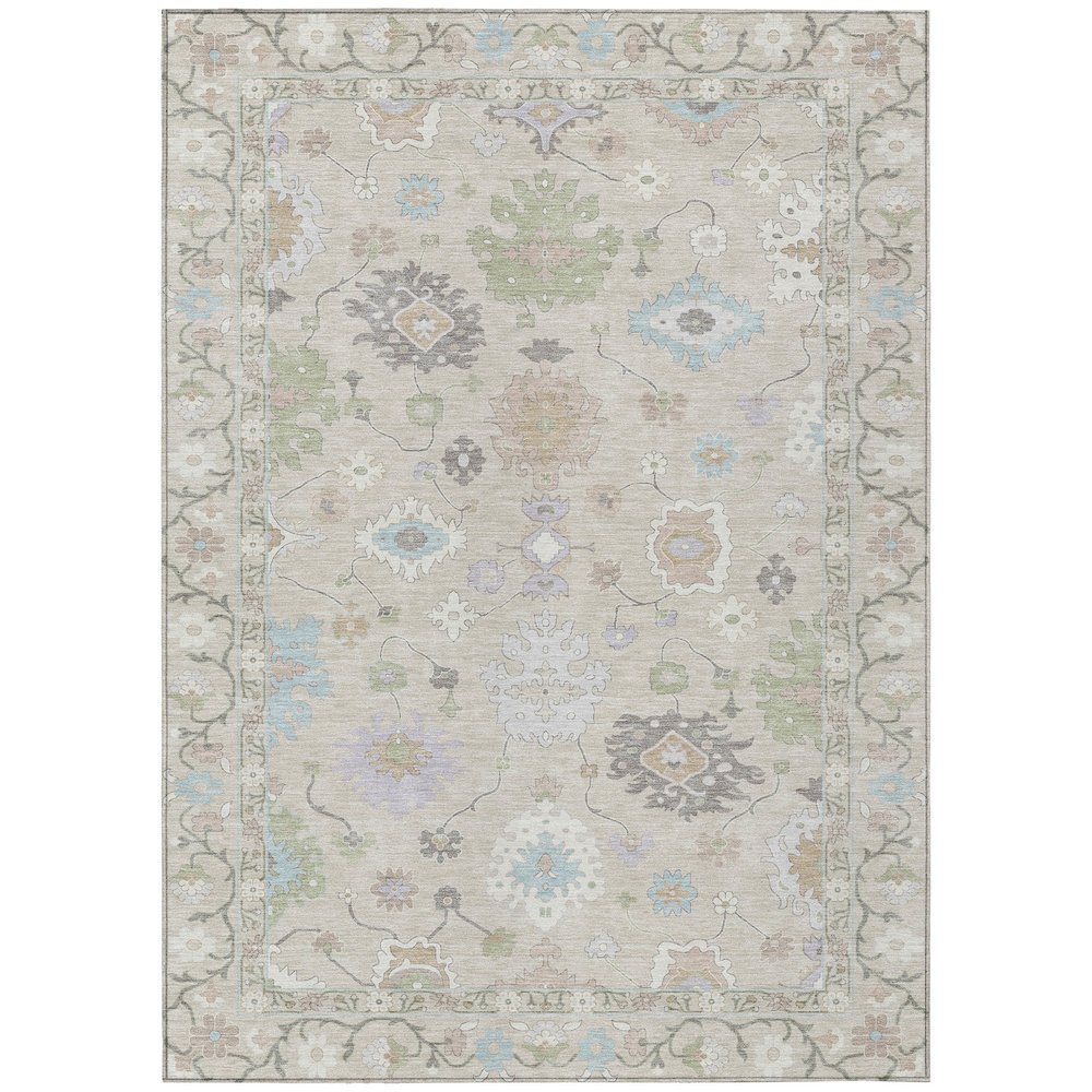 Machine Washable Indoor/Outdoor Chantille ACN2675 Ivory 5' x 7'6" Rug. Picture 1