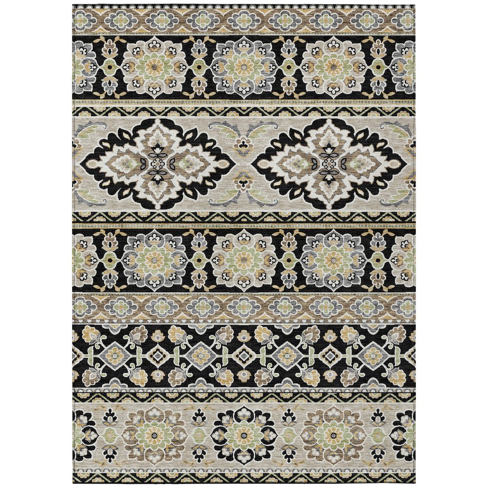 Machine Washable Indoor/Outdoor Chantille ACN2677 Black 5' x 7'6" Rug. Picture 1