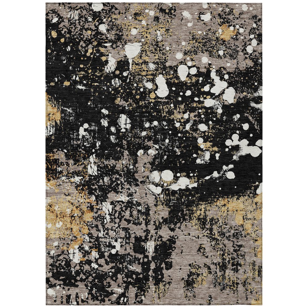 Machine Washable Indoor/Outdoor Chantille ACN2679 Black 5' x 7'6" Rug. Picture 1