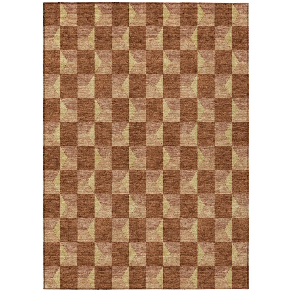 Machine Washable Indoor/Outdoor Chantille ACN2680 Orange 5' x 7'6" Rug. Picture 1