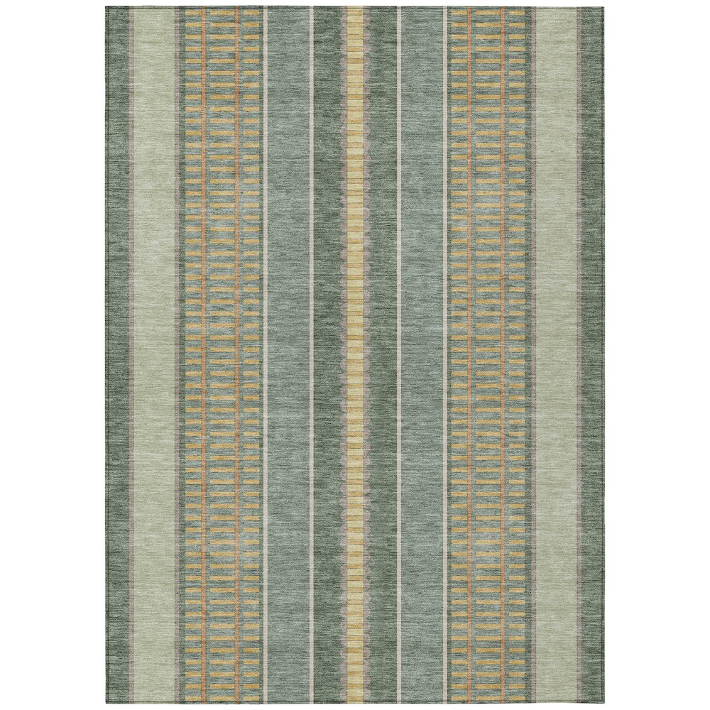 Machine Washable Indoor/Outdoor Chantille ACN2681 Green 5' x 7'6" Rug. Picture 1