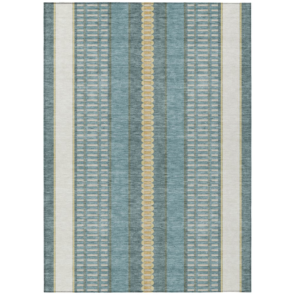 Machine Washable Indoor/Outdoor Chantille ACN2681 Teal 5' x 7'6" Rug. Picture 1