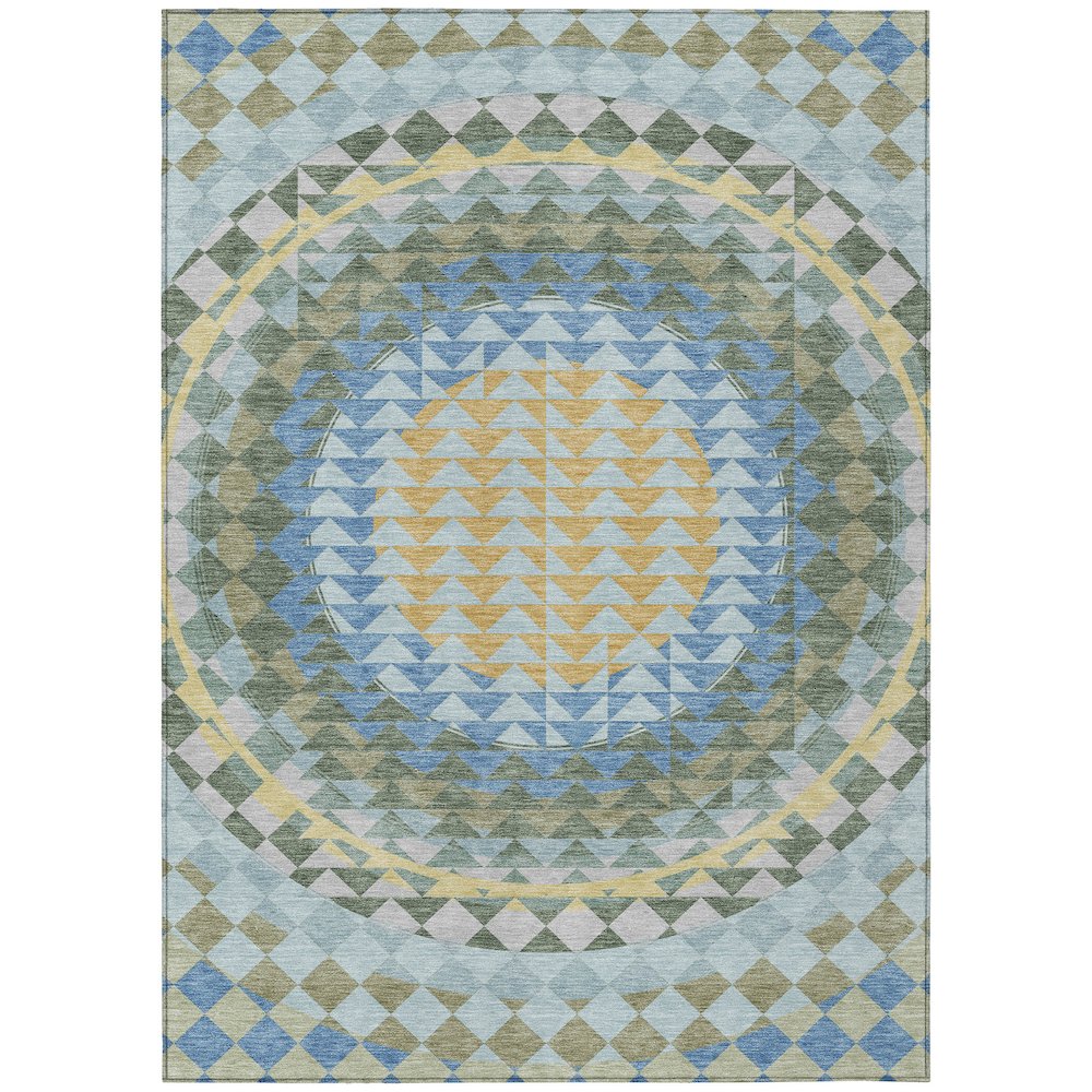 Machine Washable Indoor/Outdoor Chantille ACN2685 Blue 5' x 7'6" Rug. Picture 1