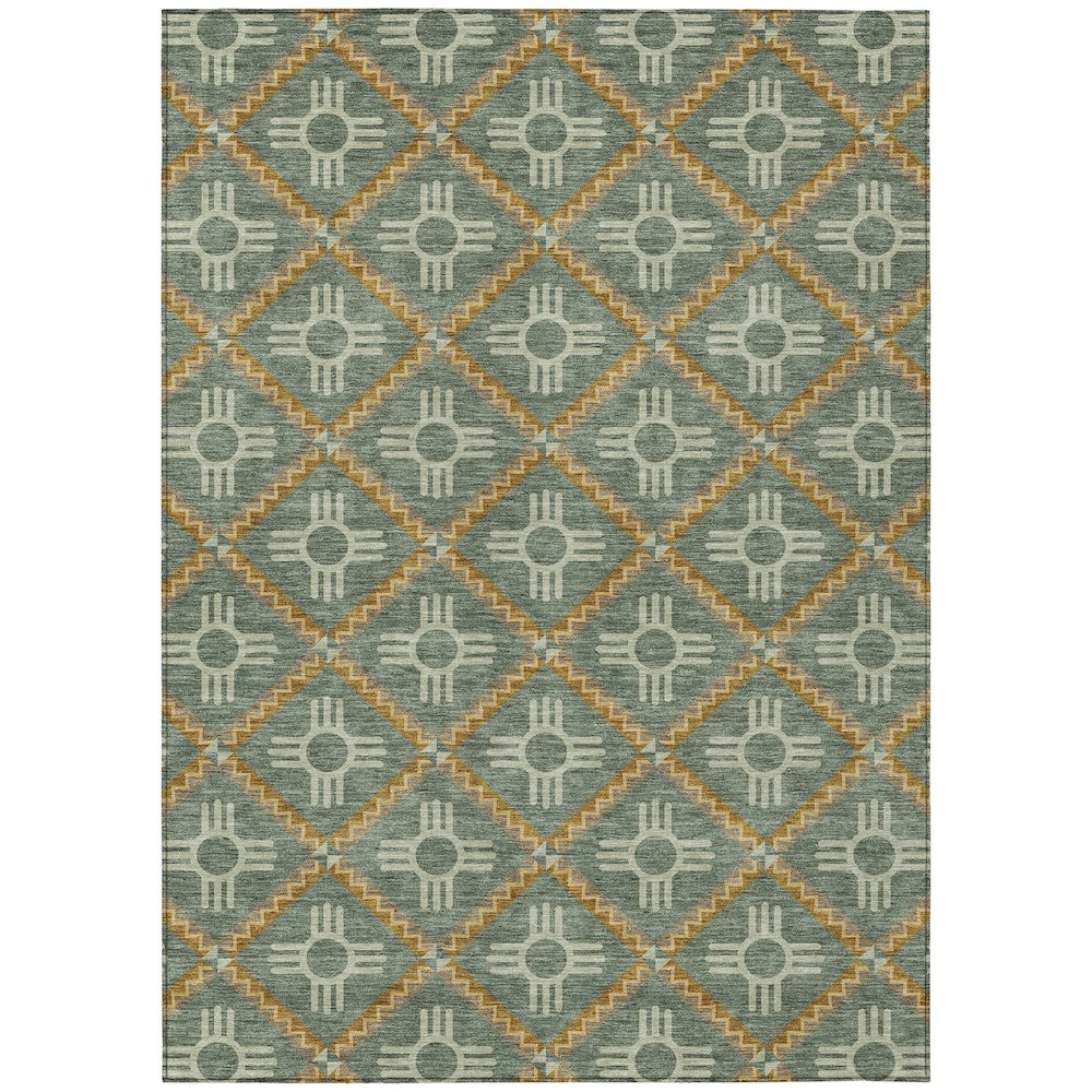 Machine Washable Indoor/Outdoor Chantille ACN2686 Green 5' x 7'6" Rug. Picture 1