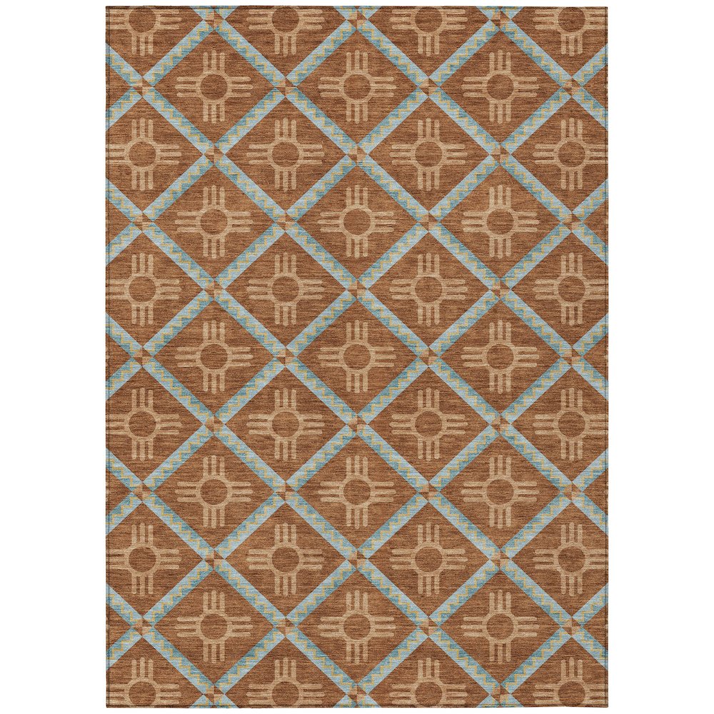 Machine Washable Indoor/Outdoor Chantille ACN2686 Orange 5' x 7'6" Rug. Picture 1