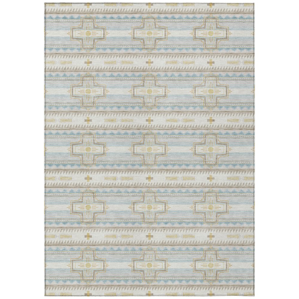 Machine Washable Indoor/Outdoor Chantille ACN2688 Ivory 5' x 7'6" Rug. Picture 1
