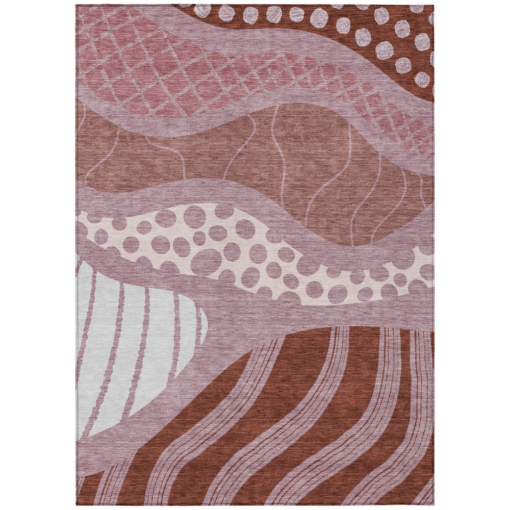 Machine Washable Indoor/Outdoor Chantille ACN2689 Pink 5' x 7'6" Rug. Picture 1