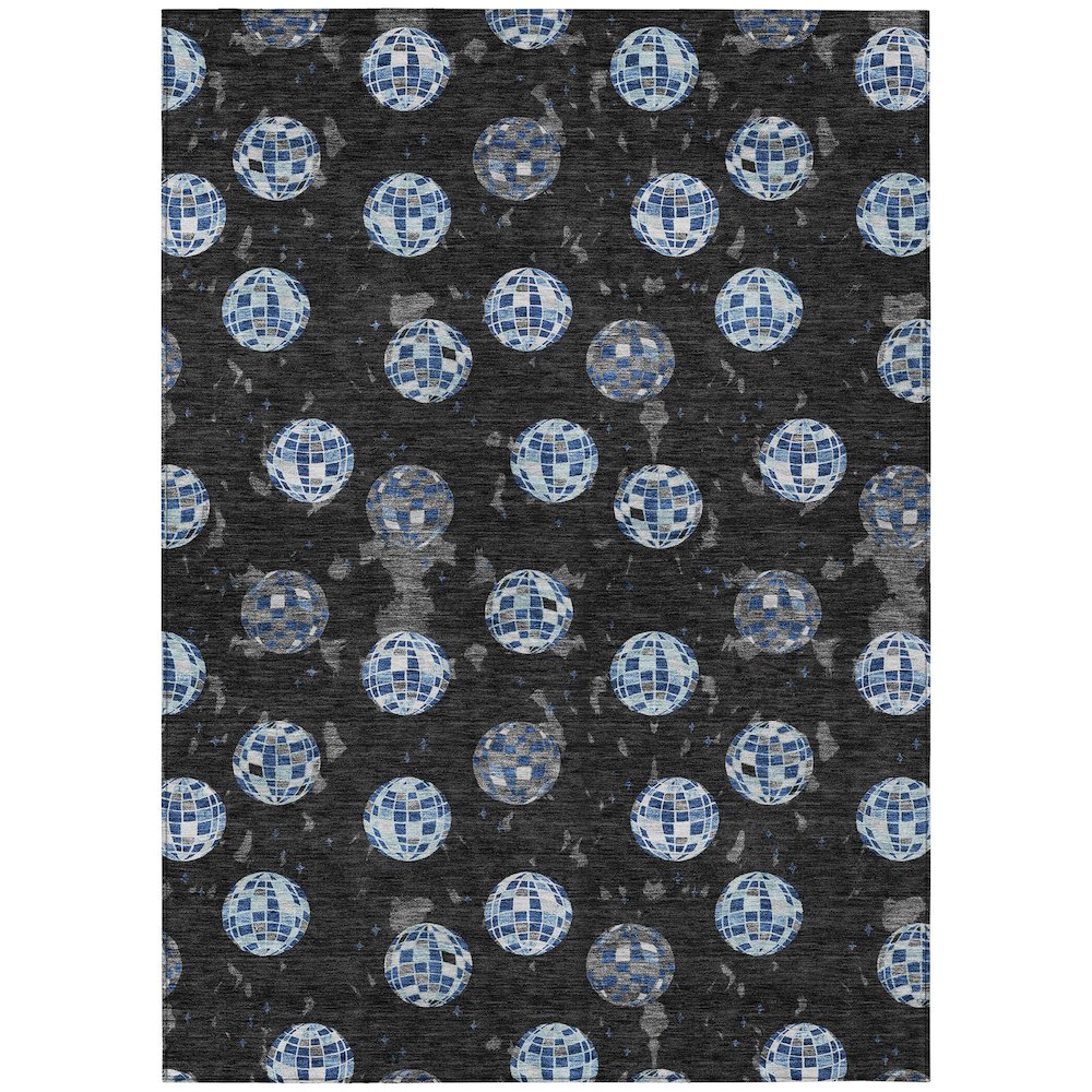 Machine Washable Indoor/Outdoor Chantille ACN2690 Black 5' x 7'6" Rug. Picture 1