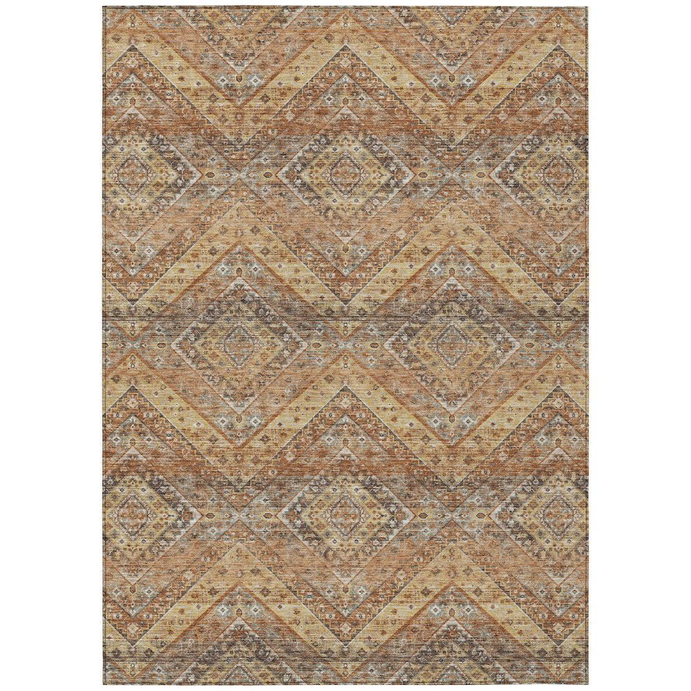 Machine Washable Indoor/Outdoor Chantille ACN2699 Orange 5' x 7'6" Rug. Picture 1