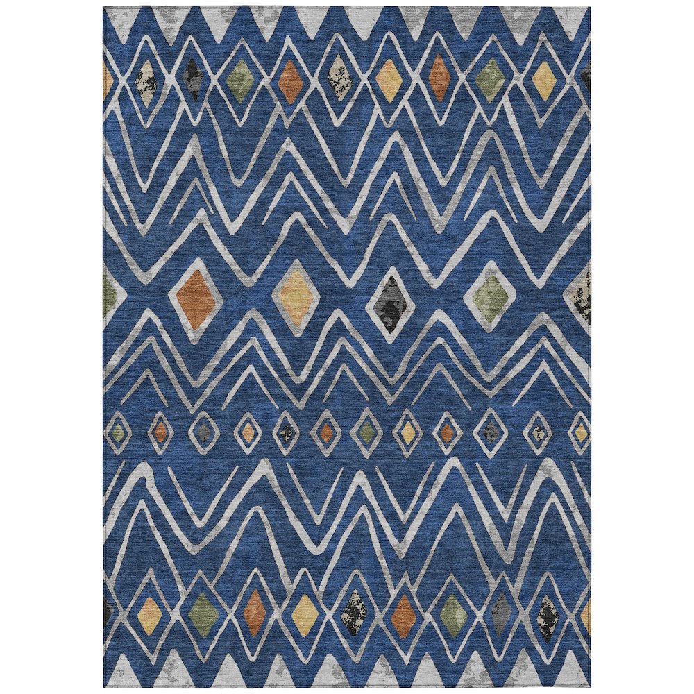 Machine Washable Indoor/Outdoor Chantille ACN2702 Blue 5' x 7'6" Rug. Picture 1