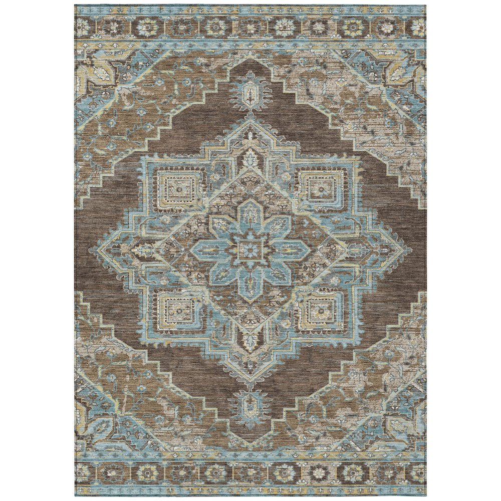 Machine Washable Indoor/Outdoor Chantille ACN2704 Brown 5' x 7'6" Rug. Picture 1