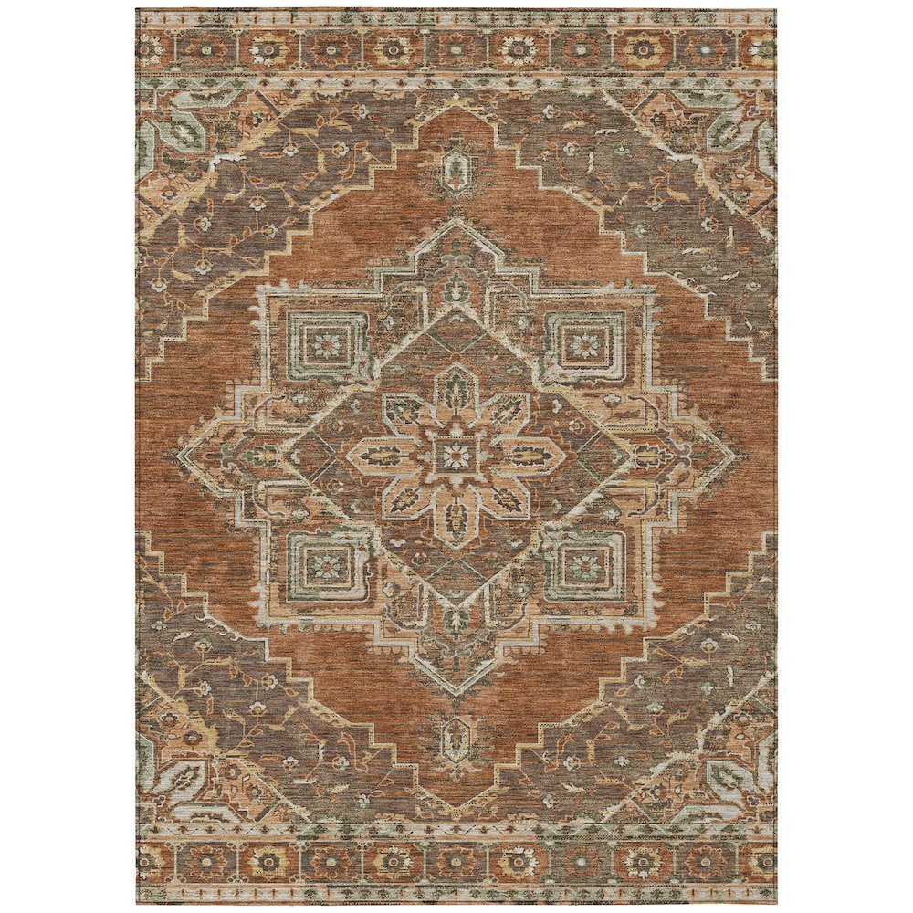 Machine Washable Indoor/Outdoor Chantille ACN2704 Orange 5' x 7'6" Rug. Picture 1
