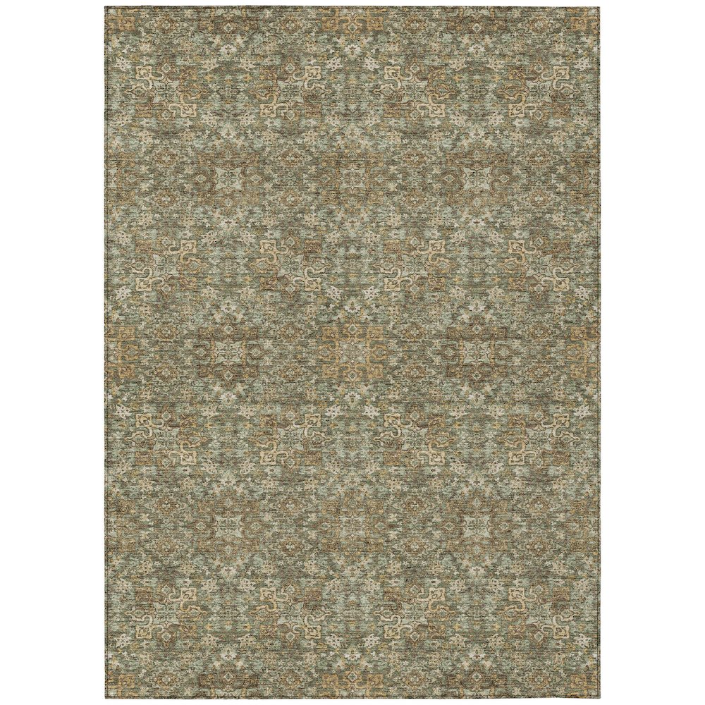 Machine Washable Indoor/Outdoor Chantille ACN2705 Green 5' x 7'6" Rug. Picture 1