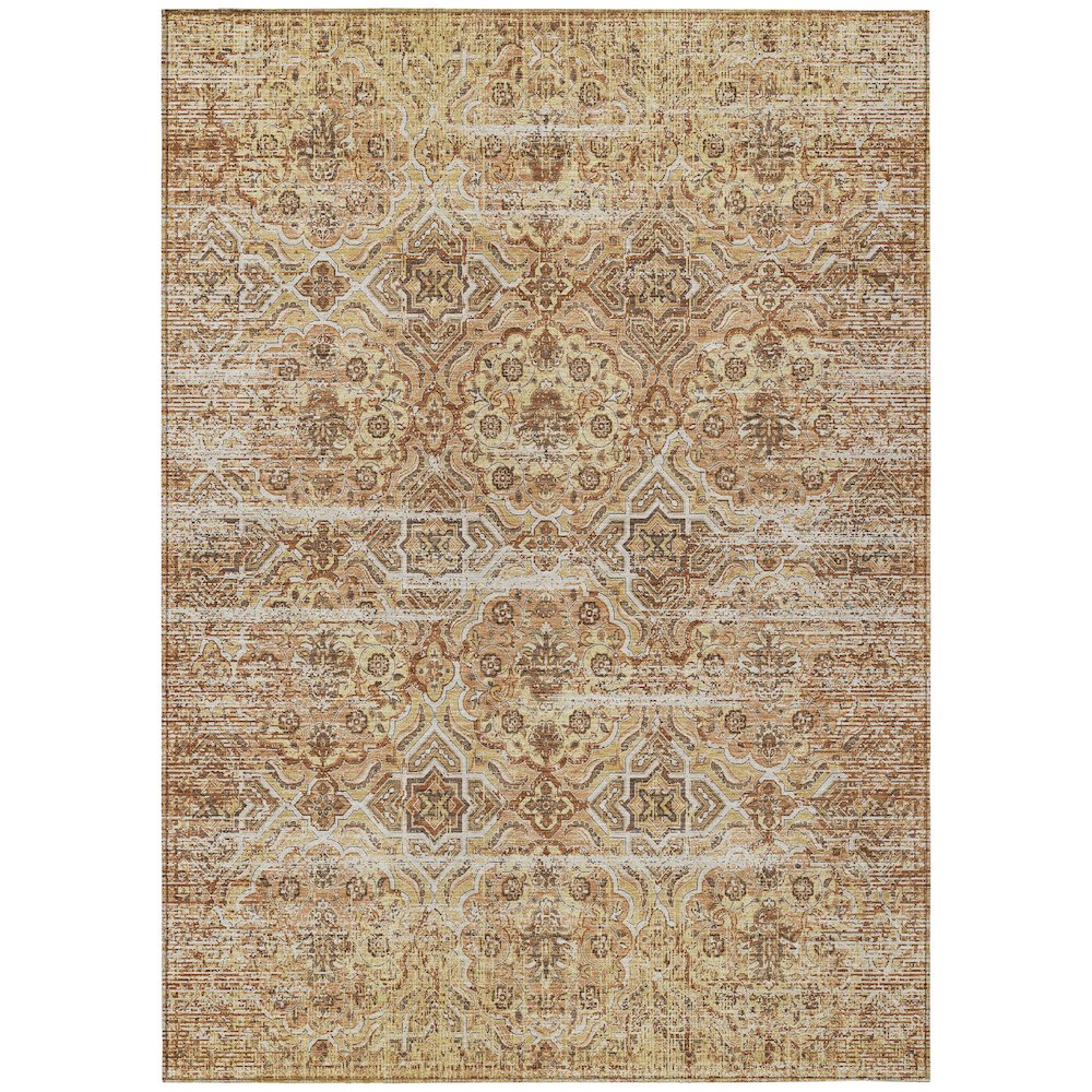 Machine Washable Indoor/Outdoor Chantille ACN2706 Orange 5' x 7'6" Rug. Picture 1