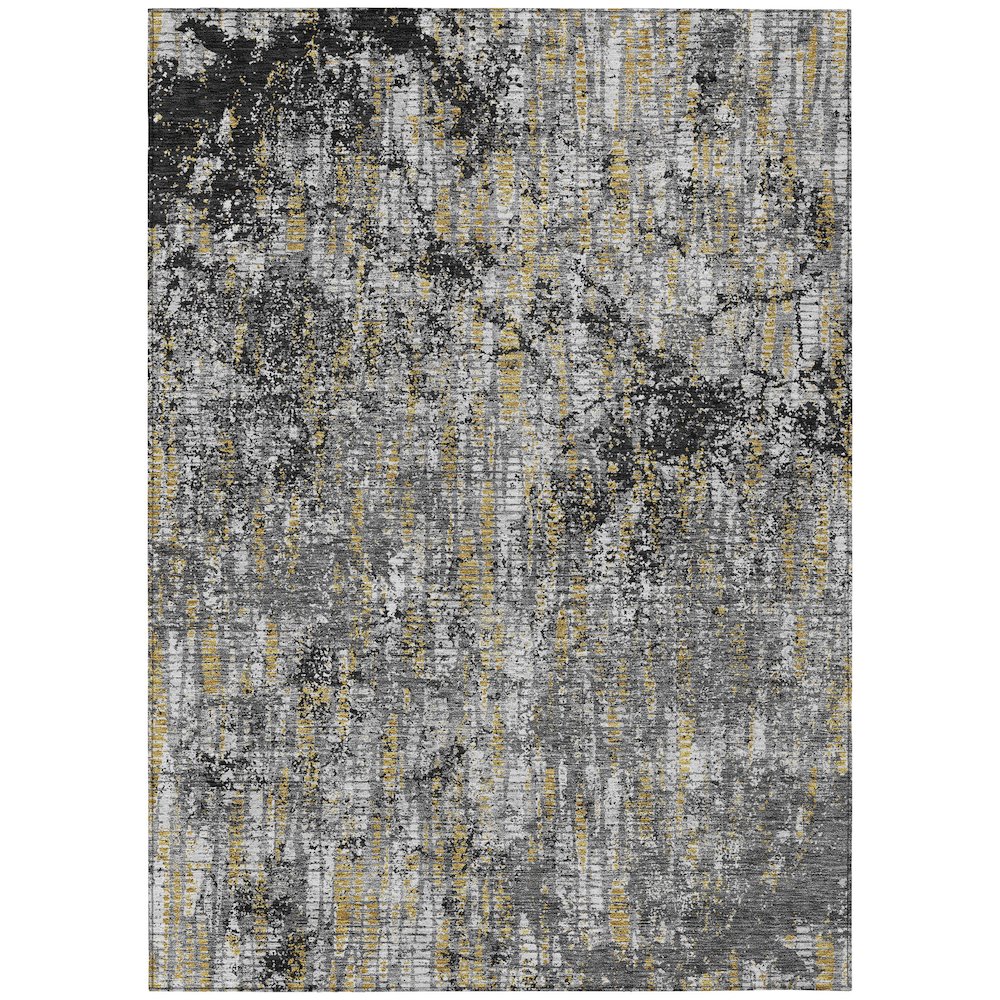 Machine Washable Indoor/Outdoor Chantille ACN2710 Black 5' x 7'6" Rug. Picture 1