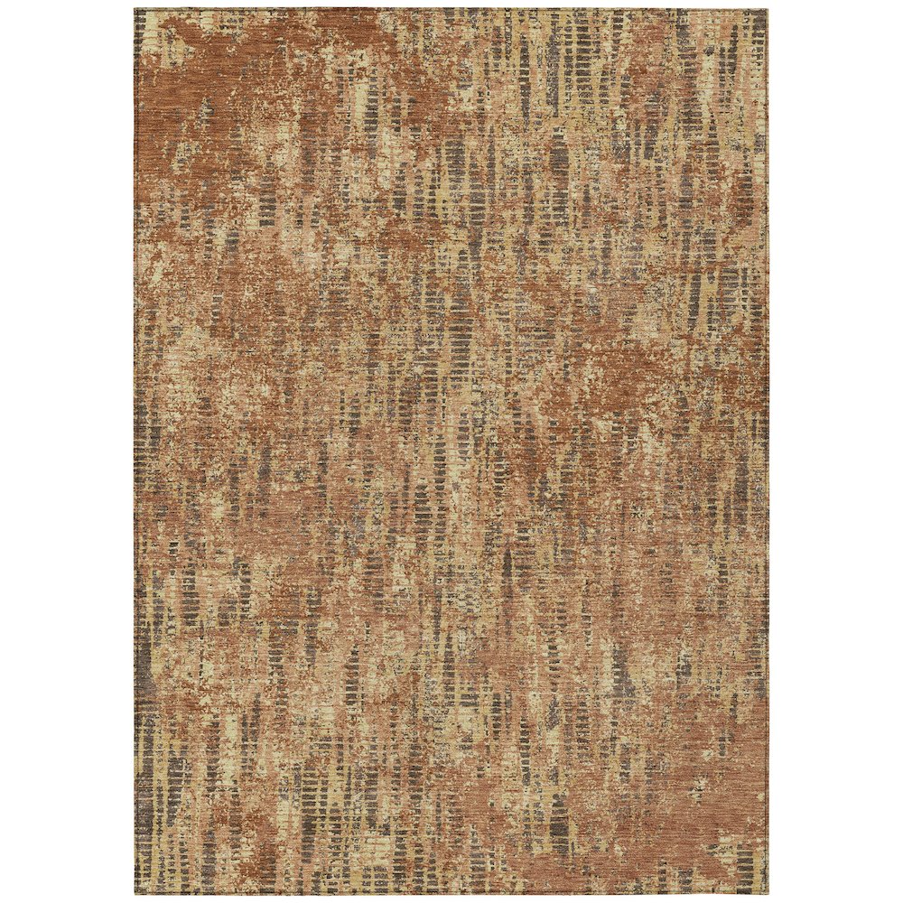 Machine Washable Indoor/Outdoor Chantille ACN2710 Orange 5' x 7'6" Rug. Picture 1