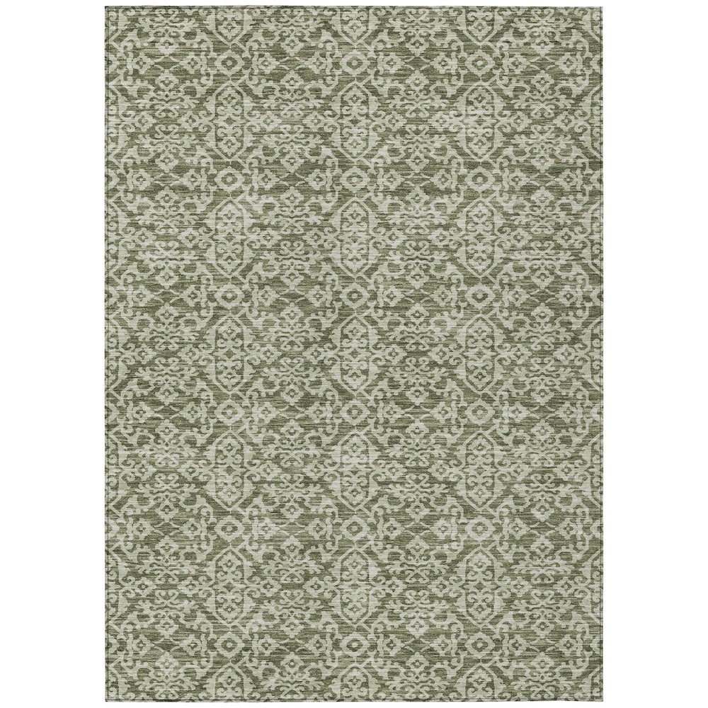 Machine Washable Indoor/Outdoor Chantille ACN2712 Green 5' x 7'6" Rug. Picture 1